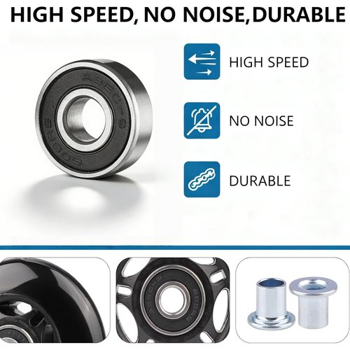 VORTRACK Universal Luggage Replacement Wheels 70x24mm - Silent PU Caster with ABEC-9 608-2RS Bearings, 6mm Axle & Washer Included, Heavy Duty Suitcase Repair Kit for Inline Wheels