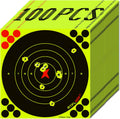ATFLBOX 8-Inch Fluorescent Yellow Bullseye Shooting Target Stickers - Perfect for Indoor & Outdoor Ranges | Compatible with Handguns, Rifles, and Airsoft