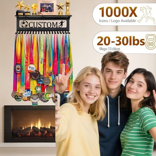 Non-Slip Trophy Shelf,Trophy and Medal Display Shelf, Medal Hanger Display For Wall with 16inchL,Shelves For Trophies medal display Upgraded Medal Holder display For gymanstics,race,soccer,swim