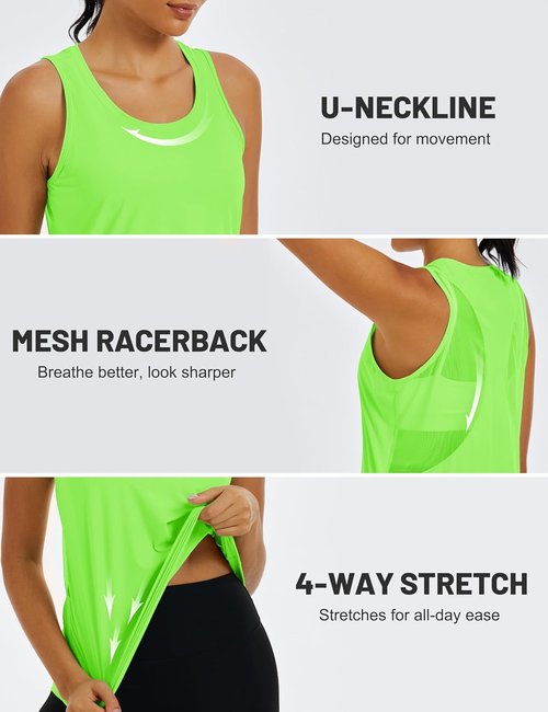 MAGCOMSEN Women's Workout Tank Tops - Sleeveless Racerback, Lightweight Dry Fit Athletic Shirt | Summer Running Gear