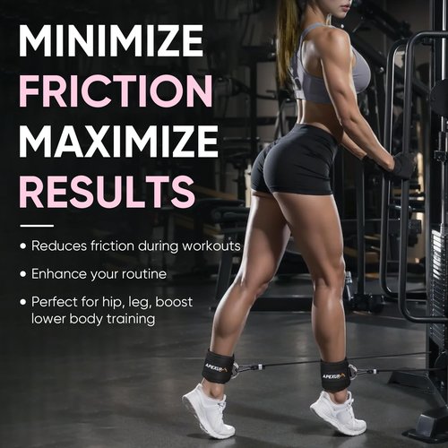 APEXUP Ankle Strap for Cable Machine, Ankle Resistance Bands, Cable Kick Back Straps for Gym, Glute Workouts, Leg Extensions, Adjustable Straps with Neoprene Padding (Pair, Black)