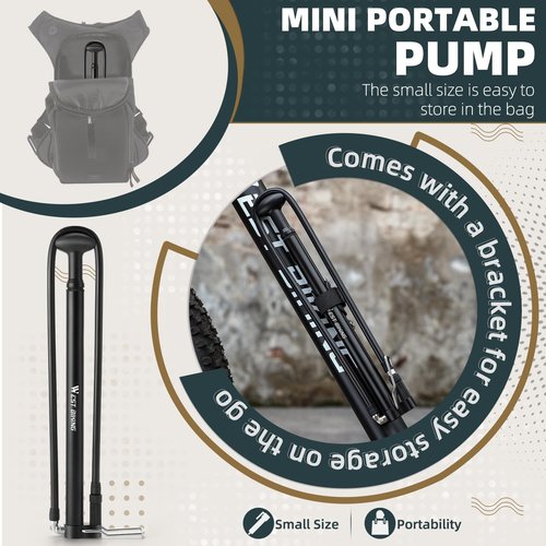 CYCLESPEED Mini Bike Pump Portable Bicycle Pump, Aluminum Alloy 160PSI Floor Bike Pump Fits Presta And Schrader Valves, Lightweight Air Bike Tyre Pump for Road Mountain Bike Balls