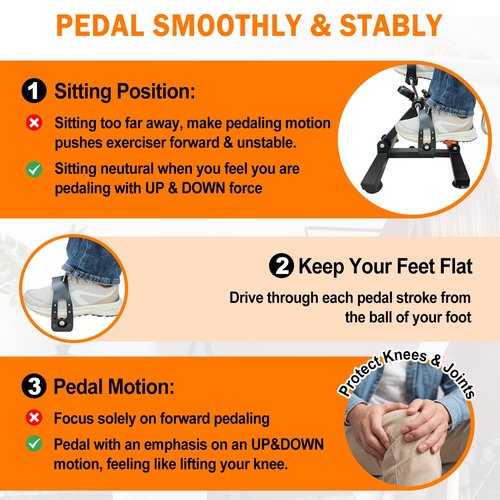 GOREDI Pedal Exerciser with Adjustable Heights, Collapsable Under Desk Bike with Suction Cups for Arm & Leg Workout for Seniors with Display, Tool-Free Assembly