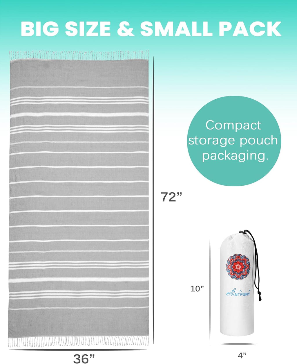 Skiennix Oversized Turkish Beach Towels - Quick Dry, Sand-Free, Extra Large XL Set of 4 for Travel & Pool