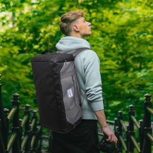 Laripwit Gym Bag - 40L Medium Sports Duffel with Shoe Compartment & Wet Pocket - Gray