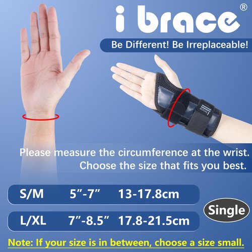 i BRACE Wrist Brace, Wrist Support With Adjustable Straps, Wrist Pain Relief, Suitable for Carpal Tunnel Syndrome, Tendinitis, Arthritis, and Sprains, Wrist Brace for Men and Women, Unisex, Black