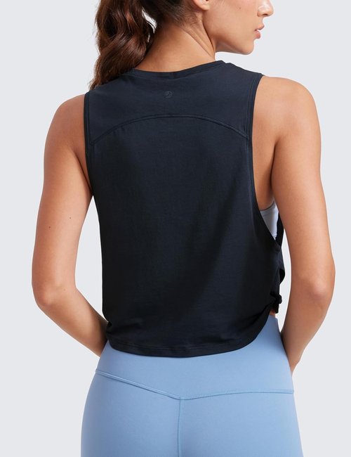 CRZ YOGA Pima Cotton Tank Top for Women - Loose Fit Sleeveless Workout Shirt | Ideal for Yoga & Gym