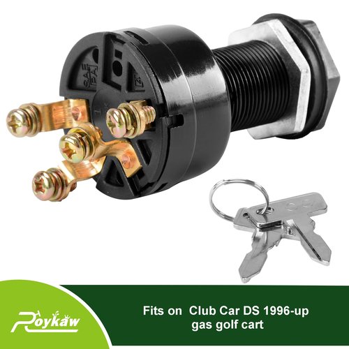 Roykaw Golf Cart Ignition Switch and Key for Club Car DS 1996-Up Models, Replaces OEM # 101826301, 1012505