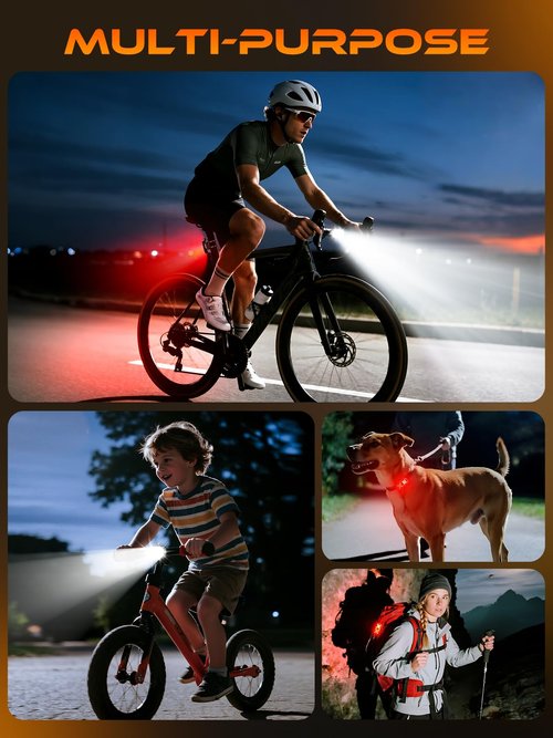 ISEYOU Bike Lights, Ultra-Slim USB-C Rechargeable Bike Lights Front and Back, 5+6 Lighting Modes & IP65 Waterproof, Super Bright Bicycle Light Set for Road Mountain Night Riding Cycling