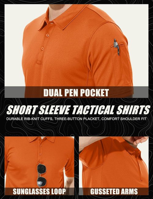 MAGCOMSEN Men's Polo Shirt - Quick Dry Tactical Performance | Short Sleeve Golf Jersey