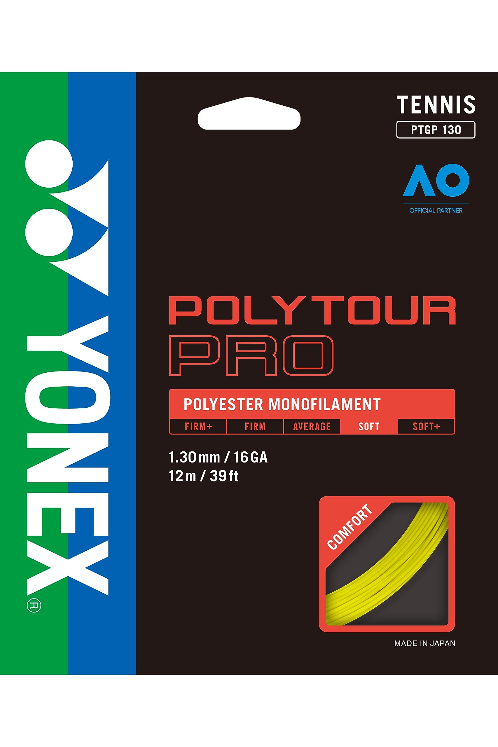 Yonex Unisex's Poly Tour Pro String Set-Yellow, 1.3 mm