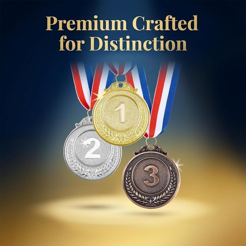Gold Silver Bronze Award Medals by [Brand Name] - Olympic Style Neck Ribbons for Sports & Competitions | 2 Inch Winner Medals