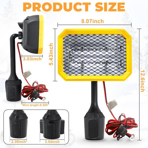 GSQQTE Golf Cart Heater, 36V Battery Operated Heater, 400W Electric Heaters for Golf Cart Accessories, Safe & Quiet Carbon Fiber Heating Golf Cart Warmer, Compatible with Club Car/Yamaha/EZGO