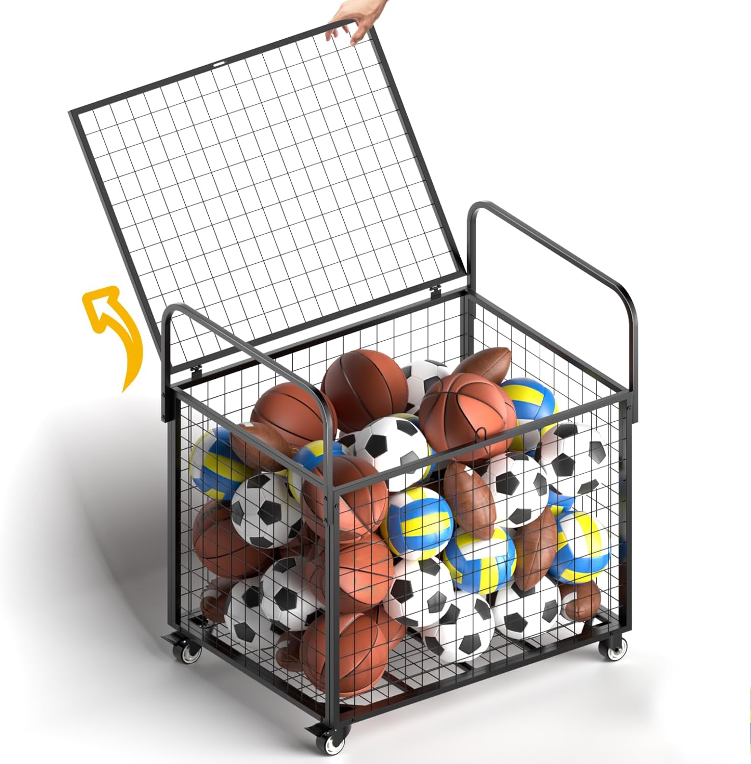 Skiennix Basketball Cart - Mobile Sports Equipment Organizer with Wheels | Durable Metal Storage for Indoor/Outdoor Use