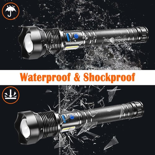 ZioeYiue Flashlights High Lumen Rechargeable, Heavy Duty Rechargeable Flashlights, Adjustable Focus Tactical Flashlight with 8 Modes, Super Bright Flashlight for Home Camping