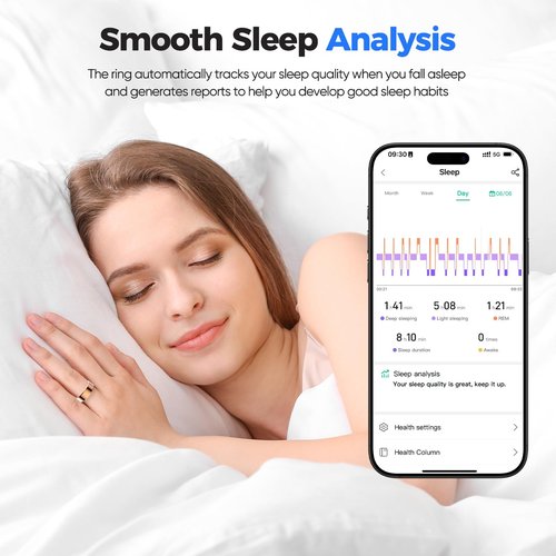 Smart Ring Health Tracker, Sleep/Exercise Monitoring, iOS /Android Compatible, IP68 Water Resistance, No Subscription Required, 5-Day Battery Life, Suitable for Both Women and Men (Rose Gold, 12)