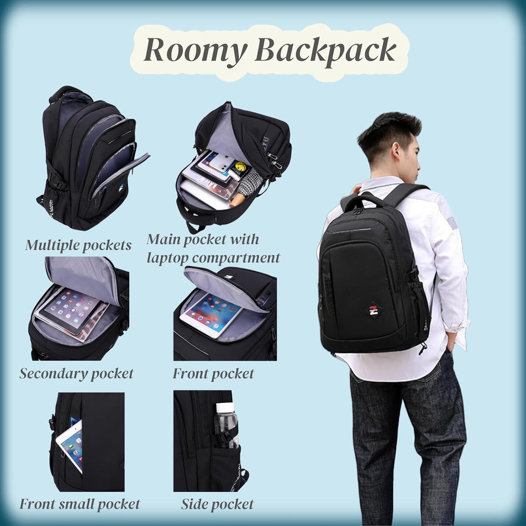 VIDOSCLA Rolling Backpack for Kids - Black Trolley Luggage with 6 Wheels for School & Travel