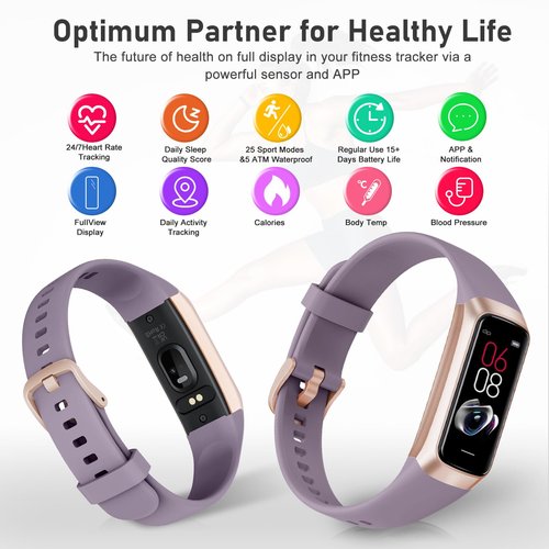 Fitness Tracker with Step Counter/Calories/Stopwatch, Activity Tracker, Health Tracker with Heart Rate Monitor, Sleep Tracker,1.10''AMOLED Touch Color Screen, Pedometer Watch for Women Men