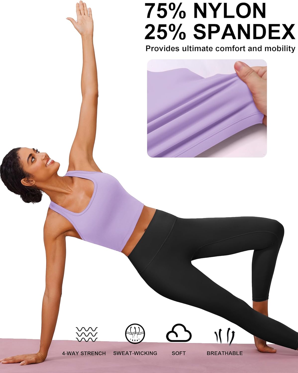 PINSPARK Longline Sports Bra - Racerback Padded Yoga Top for Women | Comfortable Workout Wear