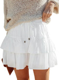 Aoudery Flowy Shorts - Women's Boho Ruffled Tiered Skorts for Casual Wear | High Waist Mini Skirts
