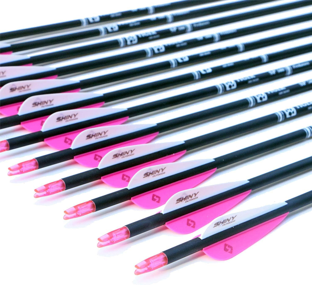TIGER ARCHERY 30-Inch Carbon Hunting Arrows - Removable Tips for Compound & Recurve Bows | Pack of 12