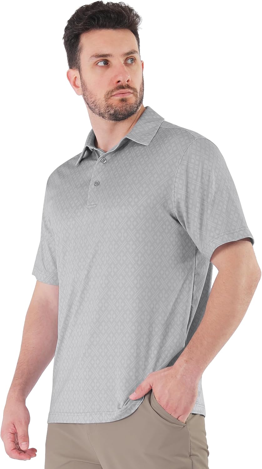 Skiennix Men's Golf Polo - Short Sleeve Dry Fit Moisture-Wicking Performance Shirt | Casual Print Design