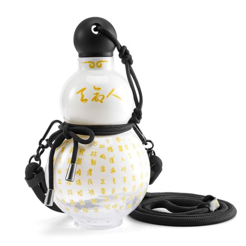 Kearnybo Gourd Water Bottle Tritan BPA-Free 210°F Heat Resistant - Leak-Proof Push-On Rubber Stopper, Stylish Gradient Colors with 2 Versatile Straps for Hanging - Durable (White)