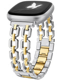 Wearlizer Metal Band Compatible with Fitbit Versa 4 Bands for Woman/Versa 3/Sense 2/Sense Bands Women, Dressy Chain Strap Designer Stainless Steel Bracelet Wristband