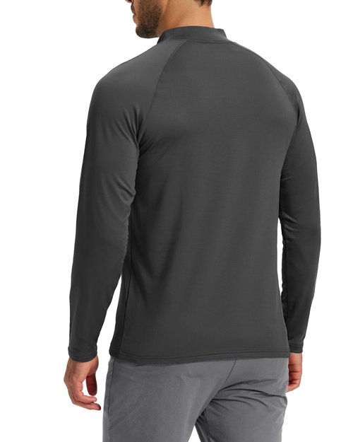 Gofeat Thermal Shirts for Men Turtle Mockneck Base Layer for Men Long Johns Black Flecce Lined Shirt Cold Gear, Large