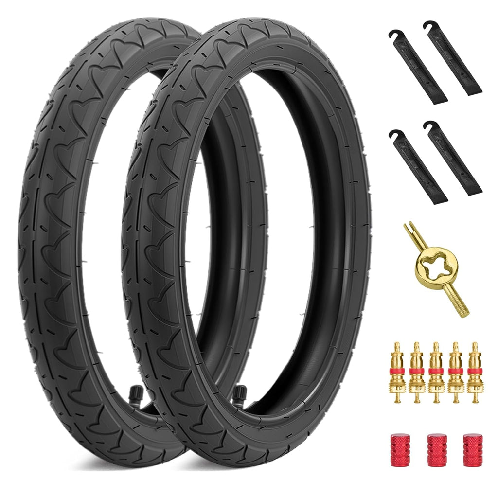 BOB Stroller Tires - 16x1.75/2.125 Replacement Tires & Tubes for Revolution SE & Duallie Joggers | 2 Sets
