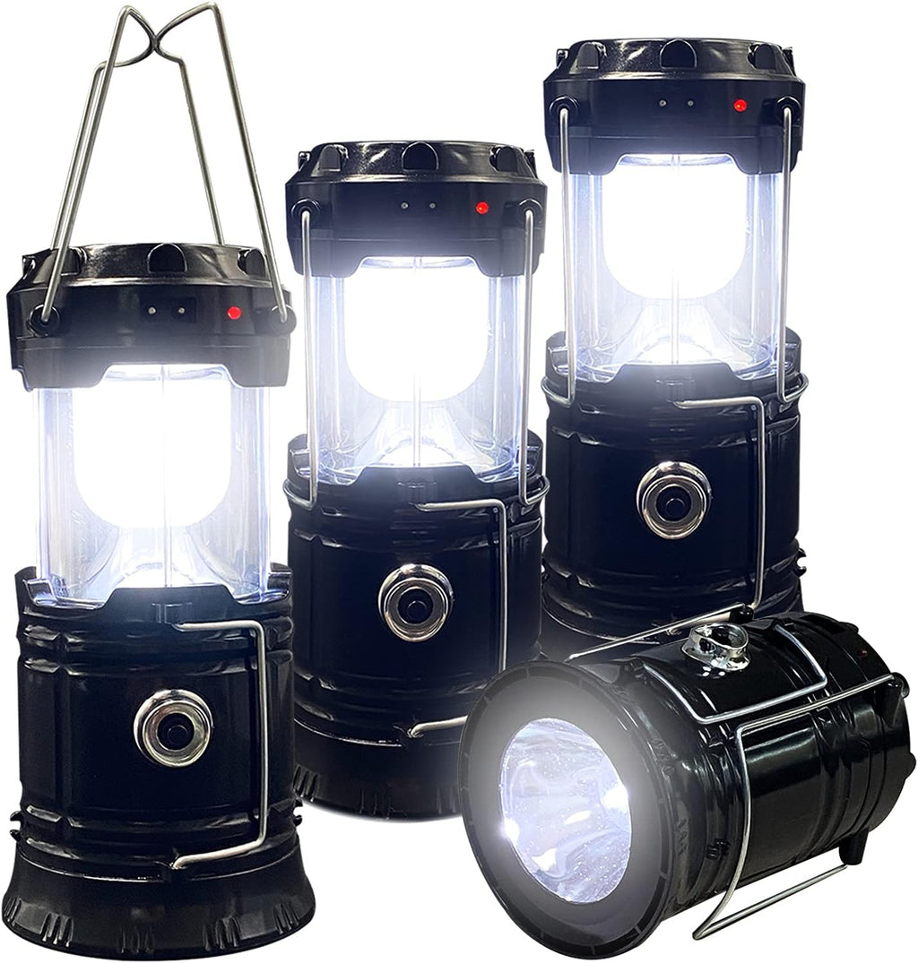 XTAUTO Collapsible Portable LED Camping Lantern - Lightweight Waterproof Solar USB Rechargeable | 4-Pack Emergency Lights for Home & Outdoor Use