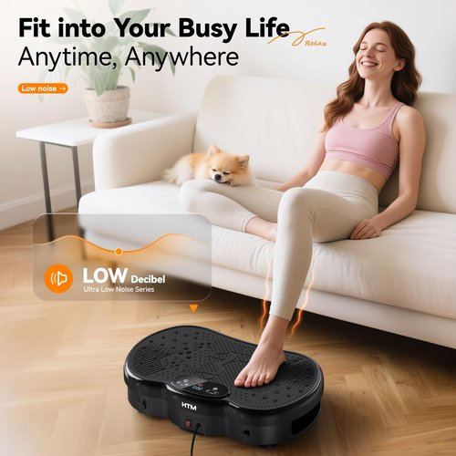 HTM Vibration Plate Exercise Machine - 300 lbs Weight Capacity, 120 Speed Levels, 9 Workout Modes for Home Fitness, Muscle Toning & Weight Loss
