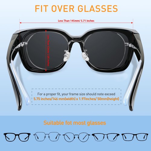 ANDWOOD Night Vision Driving Glasses Fit Over Eyeglasses for Women Men Polarized Nighttime Glasses Anti Glare Yellow Lens