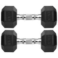 Hex Dumbbells Rubber Coated Cast Iron Hex Black Dumbbell Free Weights for Exercises 17.5 Pounds/Pair