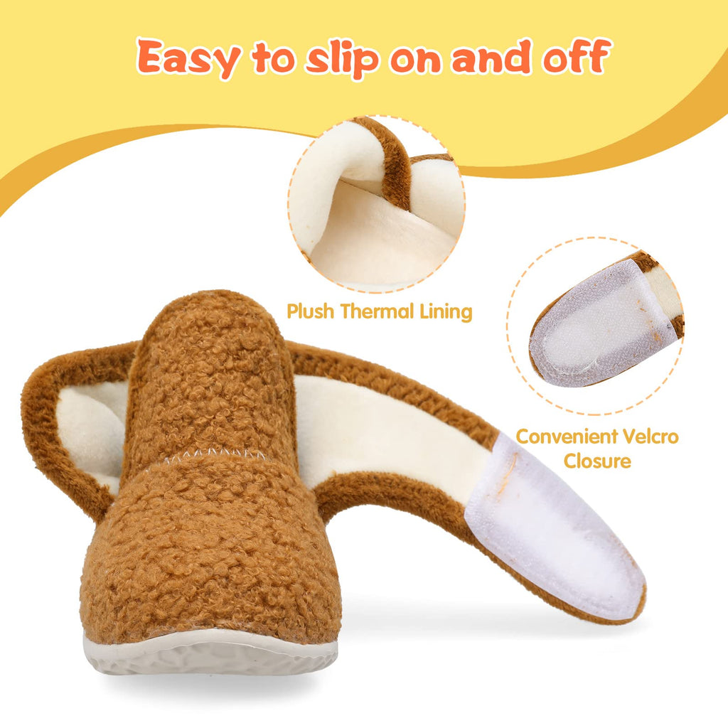 LeIsfIt Toddler Slippers Boys Girls Slippers Kids House Shoes Warm Lightweight Slipper Boots with Non-slip Sole Dark Brown 5.5-6 Toddler