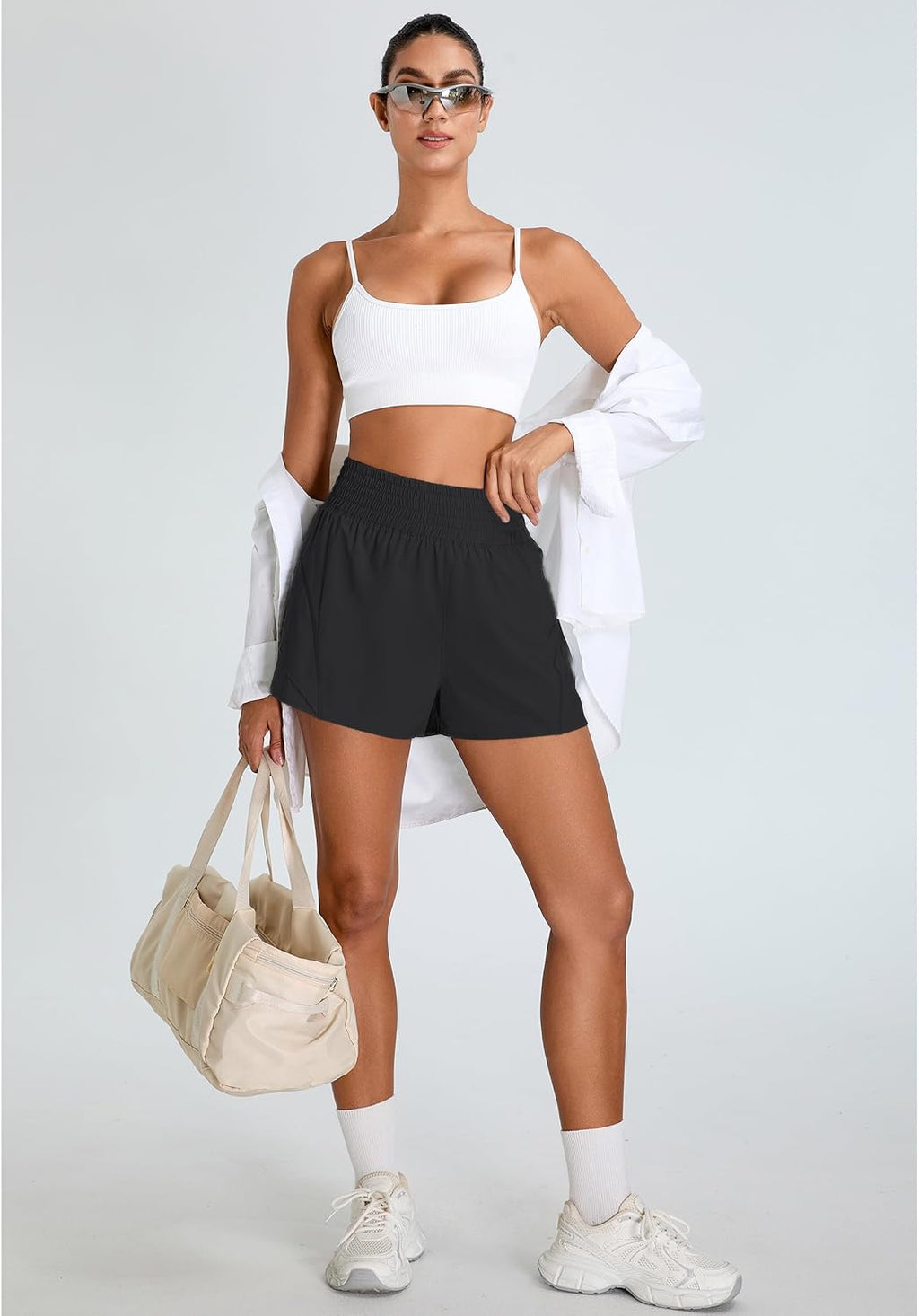 BMJL Women's Athletic Shorts - High Waisted 2.5" Running Shorts with Zipper Pocket | Sporty Yoga & Gym Wear