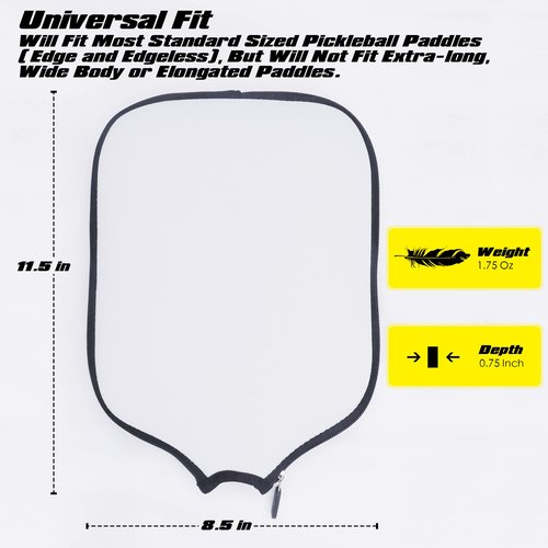 DUNHUANG Custom Pickleball Paddle Cover - Fits Most Paddles, Rackets, 8.5x11.5 inches, Black, 1PCS