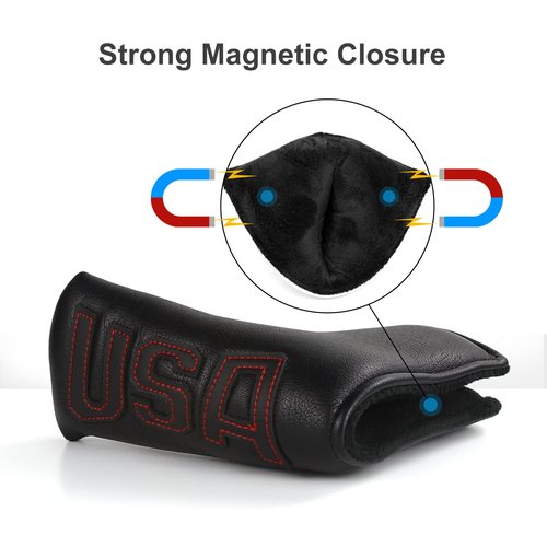 GonaFit Golf USA Blade Putter Head Covers Strong Magnetic Protective Putter Covers for Taylormade Odyssey Scotty Cameron Ping Cobra Premium Golf Putter Headcover
