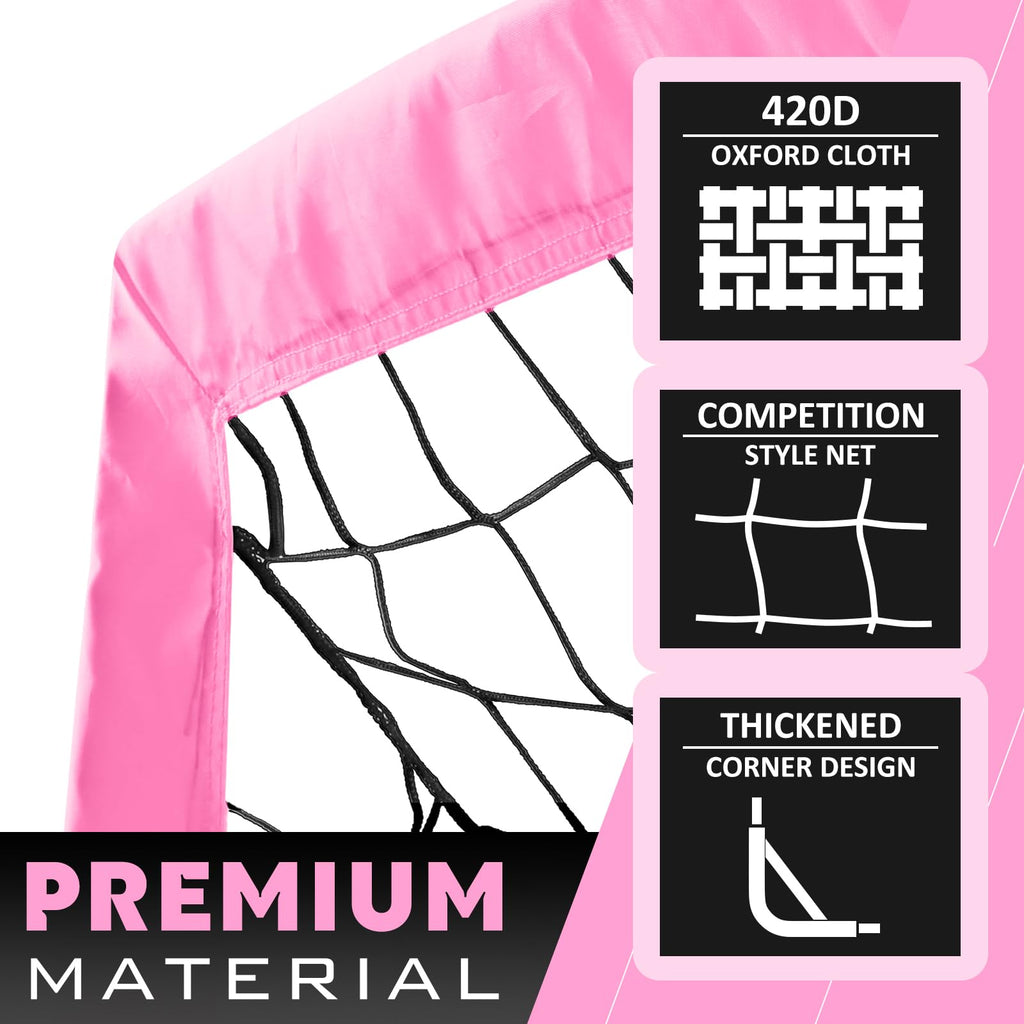 RUNBOW 6x4 ft Portable Kids Soccer Goal for Backyard Practice Soccer Net with Carry Bag (6x4 FT, 1 Pack, Pink)