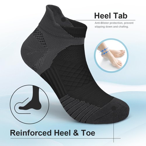 Iseasoo Ankle Compression Socks (6 Pairs) – Support for Men & Women – Low Cut Sock for Running, Sports & Circulation(L/XL)