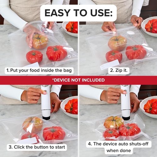 Chef Preserve Vacuum Sealer Bags - 30 Large BPA-Free Food Storage Bags (12 x 13 in) | Odor-Resistant, Leak-Proof, Freezer & Microwave Safe