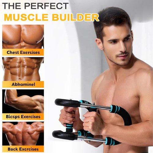 Twister arm Trainer, Adjustable Resistance (40-140 lbs) Chest Workout Equipment,Forearm Power Exercise bar , pectoralis spinalis Device, Portable Detachable Design