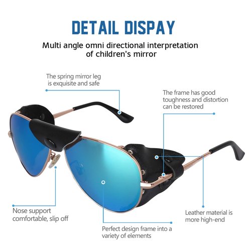OSSAT Polarized sunglasses with side shields cowhide Shield wind proof sunshade For Men Women Classic Mountain Fishing eyewear