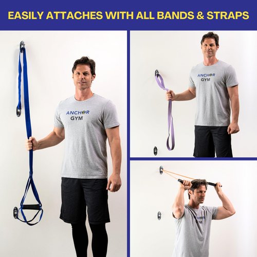 Anchor Gym Mini H1 (Set of 3) - Exercise Band Wall Mount & Resistance Bands Anchor | Gym Hooks Wall System for Bodyweight and Cable Training - Black