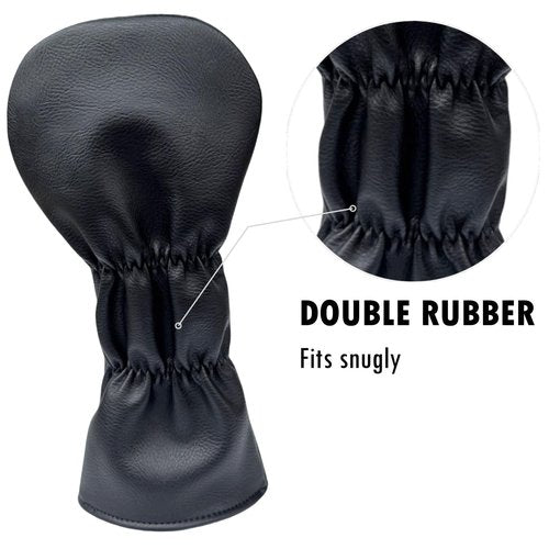 Golf Club Headcover 3 Wood Headcover Black n White Premium PU Leather Driver #3 Fairway Wood Hybrid Wood Head Cover Fits for All Brand (for hybrids)