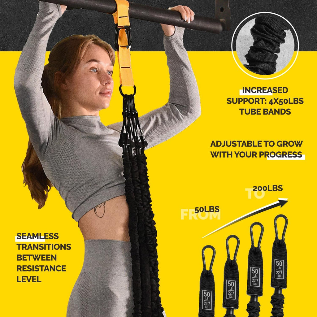 Skiennix Pull Up Assistance Bands - Heavy Duty Adjustable Strap & Foot Rest - Stackable Resistance Set for Strength Training