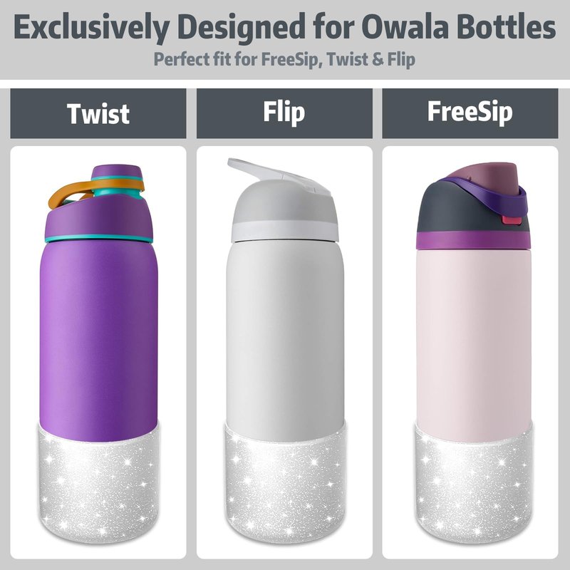 ALLVANA Silicone Water Bottle Boot for Owala 24 oz, Anti-Slip Protective Sleeve for Owala FreeSip, Twist & Flip Stainless Steel Water Bottle, Protective Bottom Base Cover