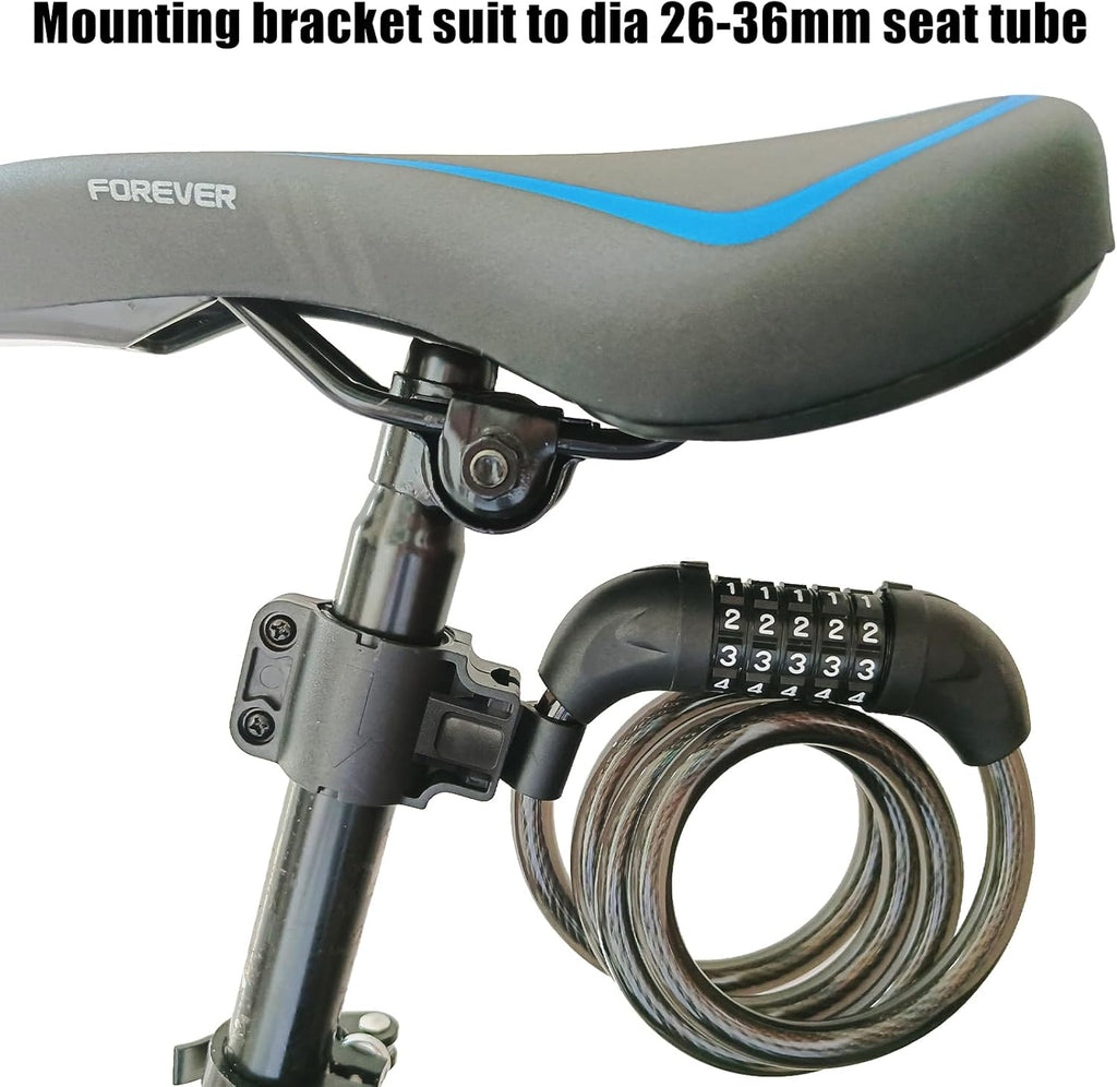 Skiennix Heavy-Duty Bike Lock - 4 Feet Anti-Theft 5-Digit Combination Cable Lock | Secure Your Bicycle