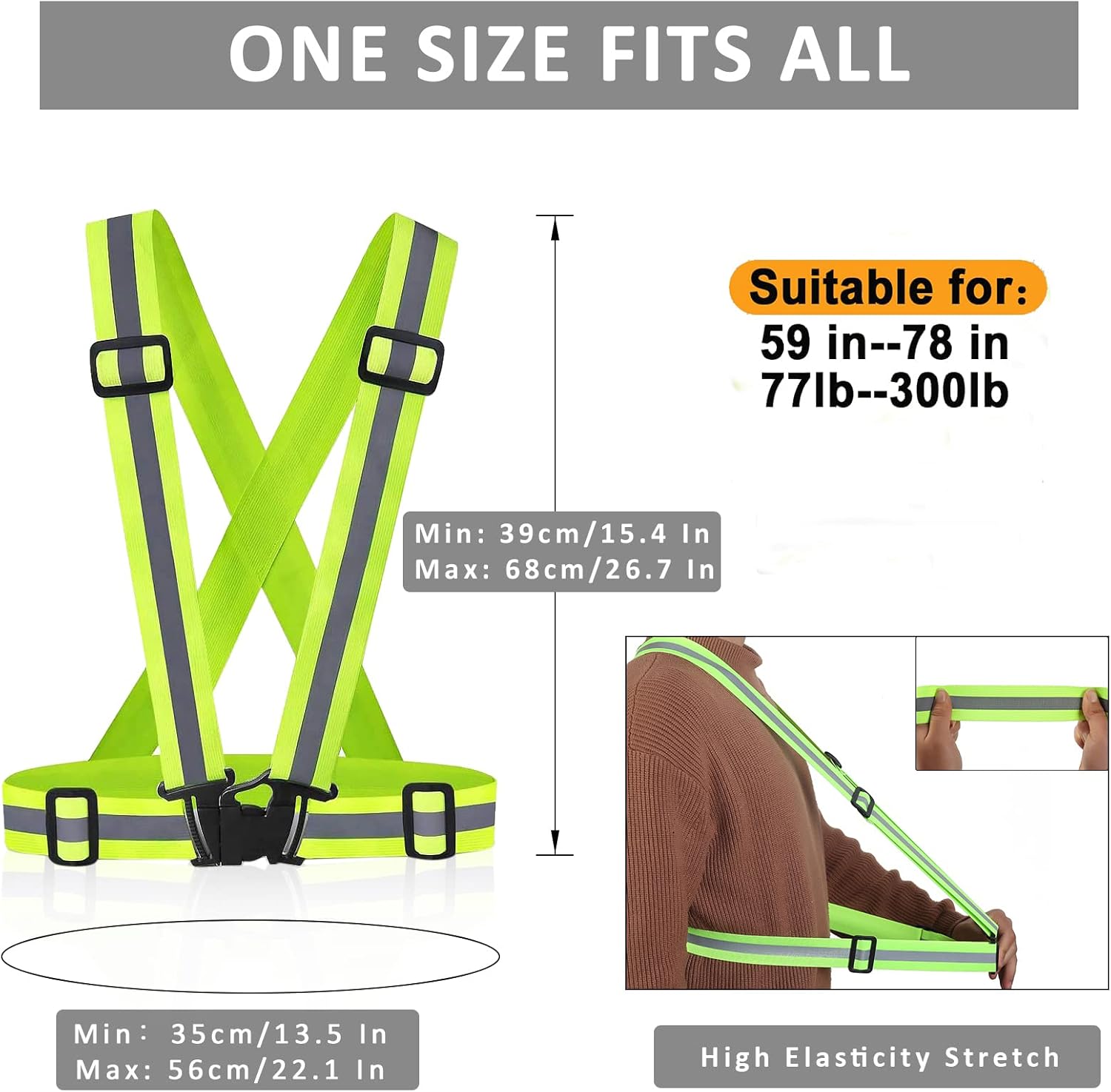 Skiennix Reflective Running Vests - 10 Pack High Visibility Safety Gear for Night Walking, Cycling & Jogging