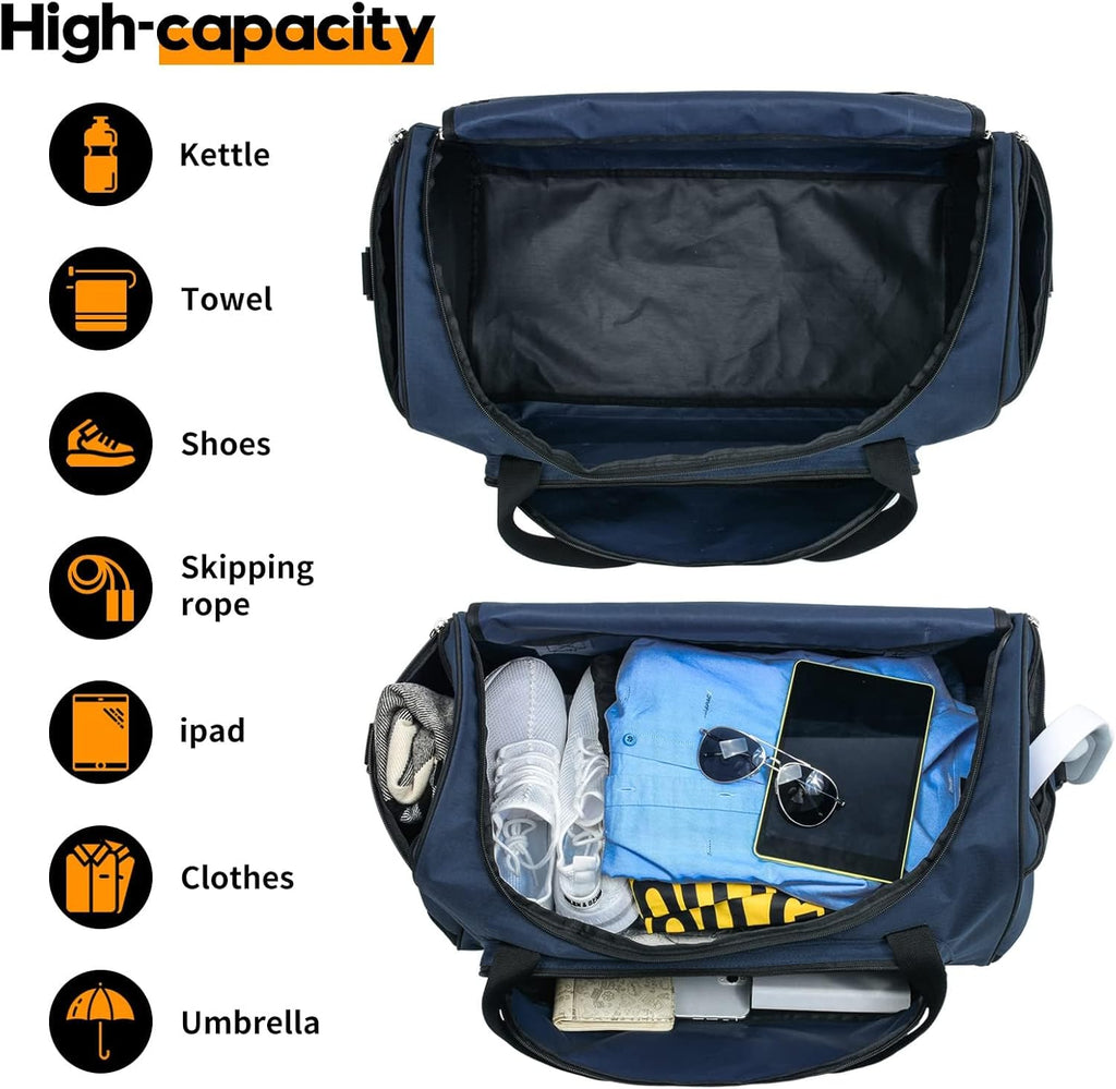 Uarition Gym Duffle Bag - 55L Navy Blue Heavy Duty Sports & Travel Gear Bag for Men